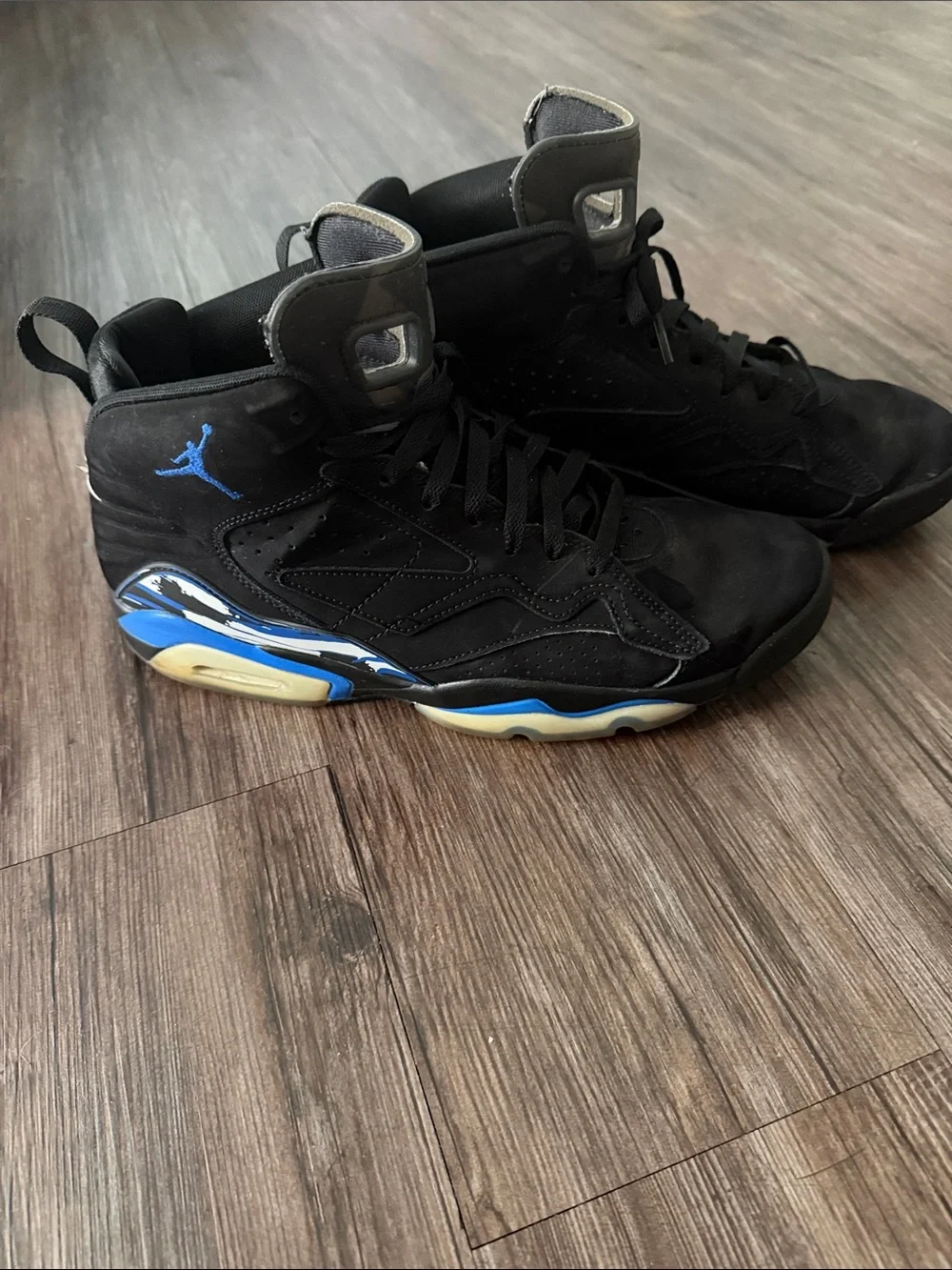 Jordan Black and Blue High-Top Basketball Sneakers